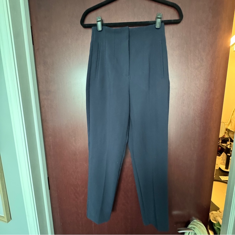 Navy Zara Pleated Trouser Pants Small